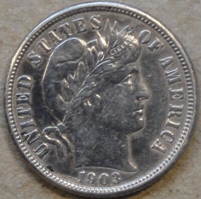 1903-O Barber Dime 10c Polished AU as Pictured L - Image 1 of 2