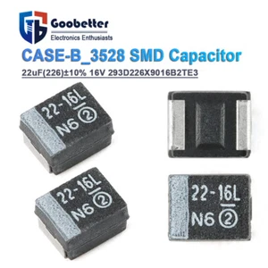 CASE-B_3528 SMD Tantalum Capacitor 22uF(226)±10% 16V 293D226X9016B2TE3 - Picture 1 of 15