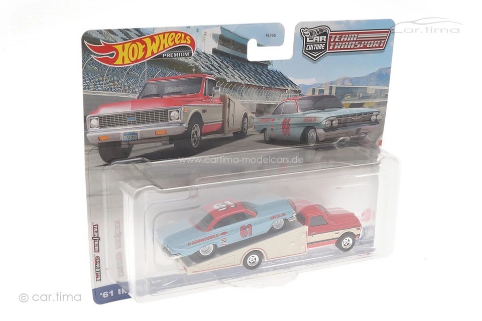 Team Trasporto Impala 1961 / Chevy Rampa Camion 1972 Hot Wheels 1:64 FLF56-HKF40 - Immagine 1 di 1