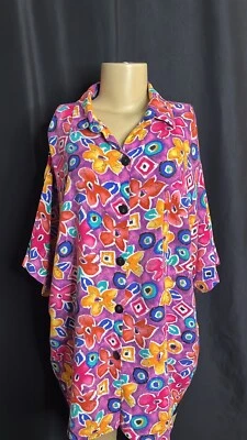 Vintage 80s In Process Colorful Floral Blouse - Image 1 of 4