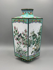 Antique 20th c Chinese Republic Period Canton enamel Cloisonne Vase 14 1/2" - Picture 1 of 14