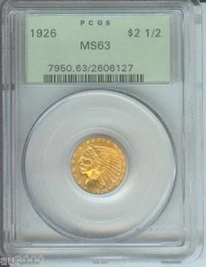 1926 $2.5 INDIAN PCGS MS63 MS-63 OLD GREEN HOLDER OGH ! - Picture 1 of 2