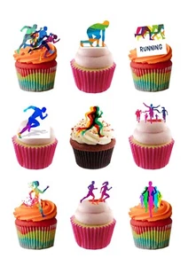 Cake Toppers Runner Running Themed 27 Stand Up Edible Wafer Paper Decorations - Picture 1 of 9