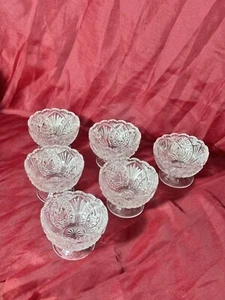 Antique Set Of 6 Bryce Higbee Madora Arrowhead In Oval Footed Compotes c1906 - Picture 1 of 9