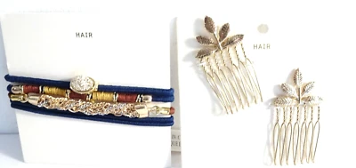 Urban Outfitters MUJERES Row Gem Soporte Cola de Caballo CONJUNTO DE 4 Hojas Peine Set Nuevo con Etiquetas Foto 1 de 4