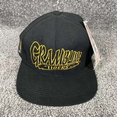 Vintage 90s Grambling State Tigers NCAA Snapback Hat Cap Head Start Black NOS - Image 1 of 4