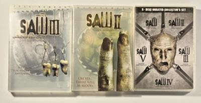 Saw Cult Horror Uncut Unrated Collector's 5-Disc Set DVD 2013 & Saw 2-Saw 3 DVDs - Image 1 of 4