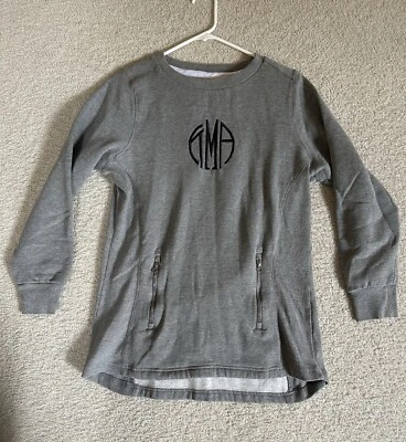 Charles River Apparel Women’s Gray Monogram Pullover Sweatshirt XL Fleece Lined - Imagem 1 de 4