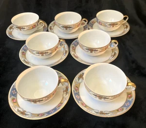 Vtg. 7 Sets Of Black Knight "Rosarie" Tea Cups & Saucers...Discontinued Pieces - Picture 1 of 8