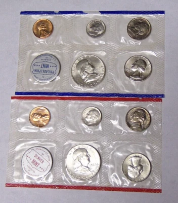 1960 U.S. Mint Uncirculated Set 10 Coins Philadelphia Denver BU Franklin Halfs - Image 1 of 4