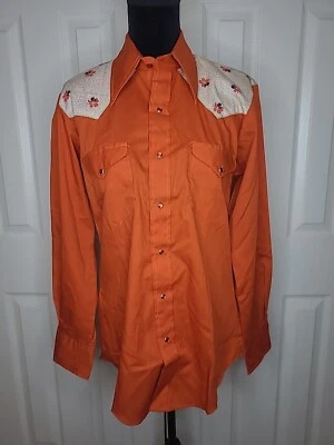Camisa De Colección Miller Western Wear Pearl Snap Naranja Rodeo Show Para Hombre 15 1/2 x 34 Foto 1 de 4