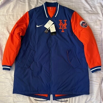 Jaqueta Nike New York Mets autêntica coleção City Connect Dugout masculina média - Imagem 1 de 4