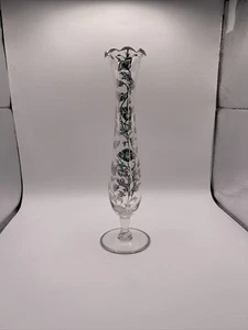 Vintage Silver Overlay Glass Vase 10 1/4” - Picture 1 of 10