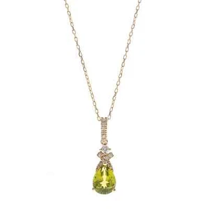 Without Chain 14k Yellow Gold 1.32 ct Natural Peridot and Diamonds Women Pendant - Picture 1 of 3
