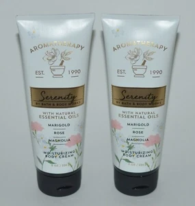 2 BATH BODY WORKS AROMATHERAPY SERENITY MOISTURIZING CREAM LOTION MARIGOLD ROSE - Picture 1 of 5