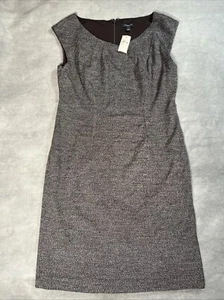 Ann Taylor Dress Womens Size 2 Taupe Plaid Sleeveless Peplum Sheath Stretch NWT - Picture 1 of 8