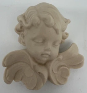 Ceramic Cherub Angel Head & Wings 3" Wall Hanging~USED~White Bisque Vintage - Picture 1 of 6