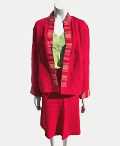 VTG 80s 3 Piece Linen Skirt Suit Set Willi Smith Coty Award Designer Size 12 XL - Picture 1 of 13