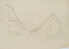 H. CHRISTIANSEN (*1866), Dorfplatz bei Bad Wimpfen, um 1922, Bleistift Realismus