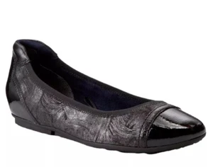 Zapatos TAMARIS Mujer EU 40 Negro Peine Cuero Puntera Cepillado Plata Ballet - Imagen 1 de 9