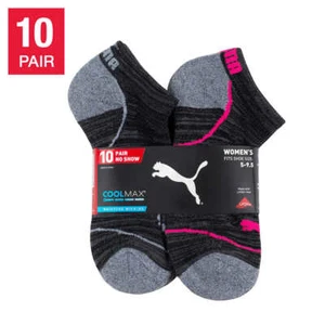 PUMA Ladies No Show Sock 10 or 1 pair Black White Women Lady Lower lowercut - Picture 1 of 8