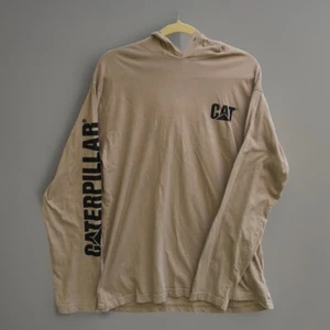 Caterpillar CAT beige hooded Long sleeve T-shirt Men’s size large - Picture 1 of 6