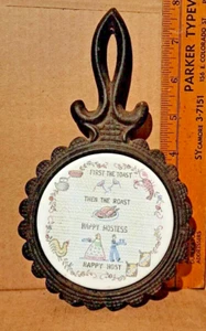 Cast Iron CERAMIC TILE Cast Iron Happy Hostess Happy Host - Picture 1 of 5