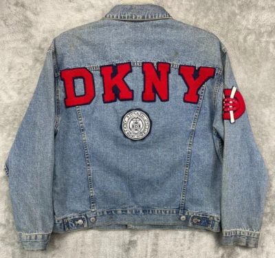 Chaqueta de Camionero DKNY de Colección Años 90 Para Hombre Talla Grande Azul Denim Bordada Foto 1 de 4