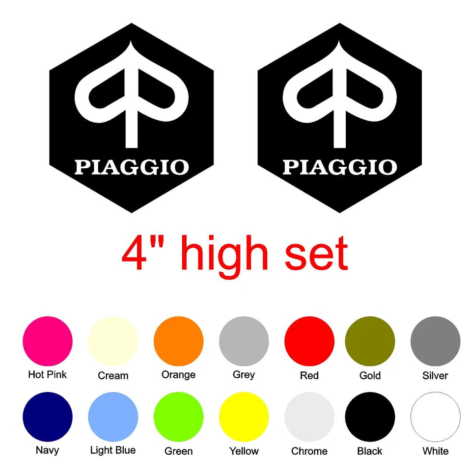 Juego de calcomanías de vinilo Piaggio 4" protector de pierna de scooter mosquitera mod ska. - Imagen 1 de 1