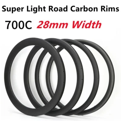Llantas de fibra de carbono para bicicleta de carretera 700C tubulares sin cámara 28x30/35/40/45/55/50/60 mm 24H Foto 1 de 4