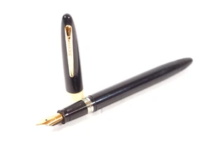 Sheaffers Snorkel Fountain Pen 14K Gold Nib Black Celluloid Pen Parts/Repair - Picture 1 of 9