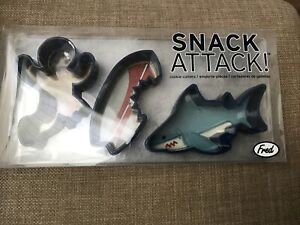 Snack Attack Cookie Cutters 3pc set Surfer, Surfboard and Shark by Fred NIP
