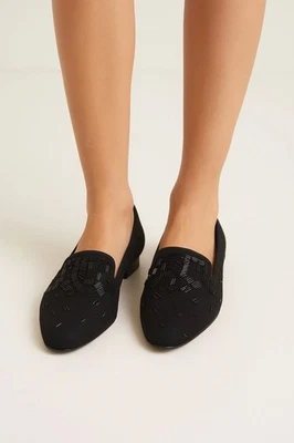 Mocasines sin cordones Donald J Pliner para mujer negros con cuentas talla 10M Foto 1 de 4