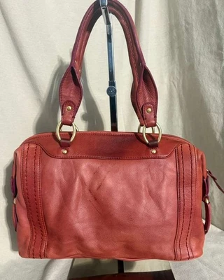 Bolsa de ombro vintage Sigrid Olsen tijolo vermelho 100% couro latão hobo satchel - Imagem 1 de 4
