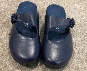 VIONIC ORTHAHEEL BLAUE LEDER-SLIPPER MIT SCHMUCKSTEINEN GRÖSSE 8 - Bild 1 von 6