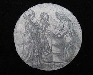 Meister IB: Der Vogelverkäufer 1525/The Bird Seller Print Kupferstich - Bild 1 von 2