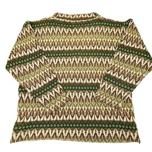 Vintage Iceland Hans Heitsch Jersey Modeller Wool Sweater Fair Isle Green Brown - Picture 1 of 9