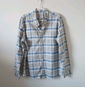 LL Bean Mens Plaid Shirt Size L Blue White Button Down Slightly Fitted - Picture 1 of 6