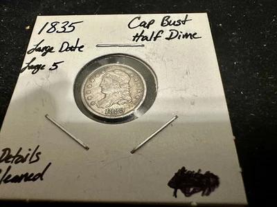 Media moneda de diez centavos busto con tapa 1835 (fecha grande - C grande) en muy buen estado libro rojo $95-$-115 Foto 1 de 4