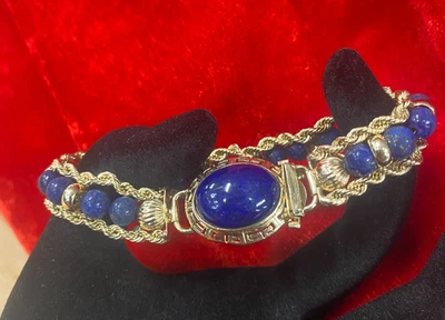 ¿Lapislázuli 14k? Pulsera 8" 29.9g desgaste normal VER FOTOS SIN DESCUENTO Foto 1 de 4