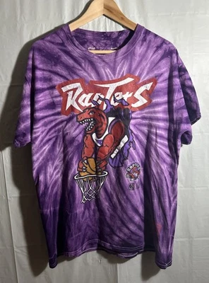 MITCHELL & NESS NBA TORONTO RAPTORS PURPLE TIE DYE RAP T-SHIRT SIZE LARGE USED! - Image 1 of 4