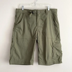 Prana Zion Mens Large Green Cargo Shorts Pocket Belted Stretch Hiking Gorpcore - Picture 1 of 10