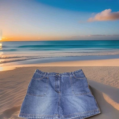 Sonoma Jeans SZ 16 Womens SHORTS Blue Denim Cargo Pockets Loop 34"W WJ43 - Image 1 of 4