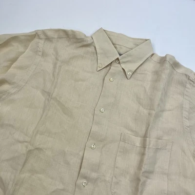 Paul Stuart 100% Linen Yellow Button Down Long Sleeve Shirt Size Large Italy - Image 1 of 4