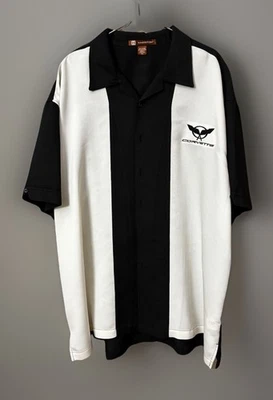 Corvette- GM - Black Shirt/ White Button Up / Collared Harriton Size 2XL Bowling - Image 1 of 4