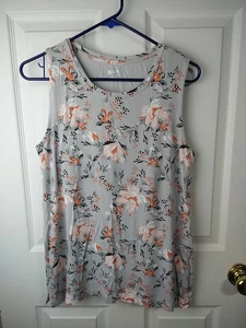 Duluth Woman M Dang Soft Tank Self Bra Grey Floral Boho Chic Casual Comfort... - Picture 1 of 9