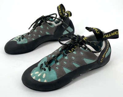 La Sportiva womens 7/38 10QTU Tarantulace Rock Climbing Shoe Blue Grey Leather - Image 1 of 4