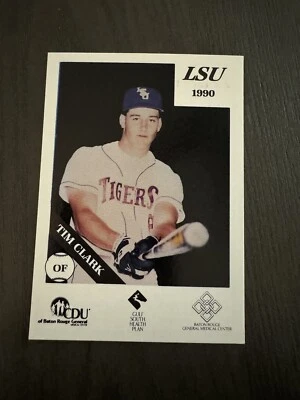 1990 McDag LSU Tigers #14 TIM CLARK Baseball Card Rookie RC RARE SGA - Image 1 of 2