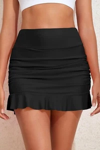 Ruffled swim skort with pockets - Picture 1 of 9