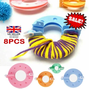 4 Pairs Pom pom Maker Fluff Ball Weaver Needle Bobble Craft DIY Tool NEW - Picture 1 of 8
